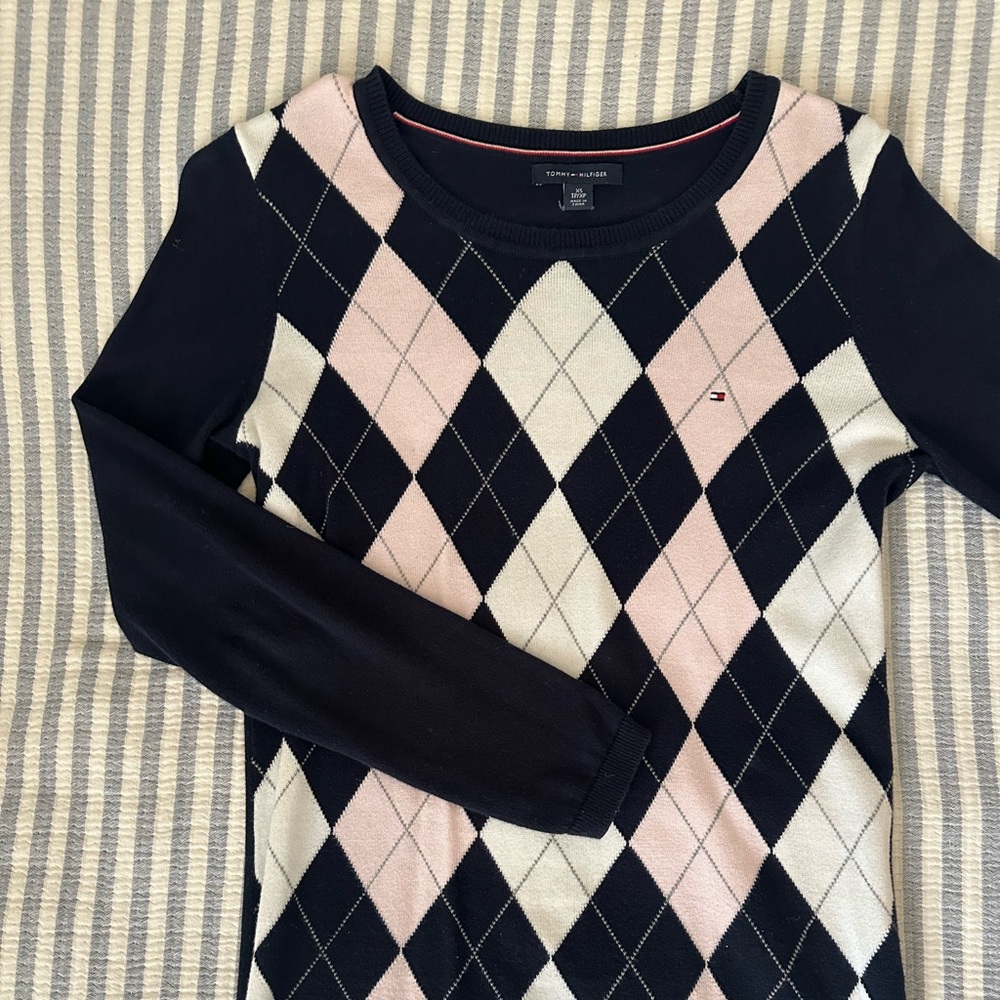 Tommy Hilfiger Diamond Pattern Sweater - Navy, Pink, Cream